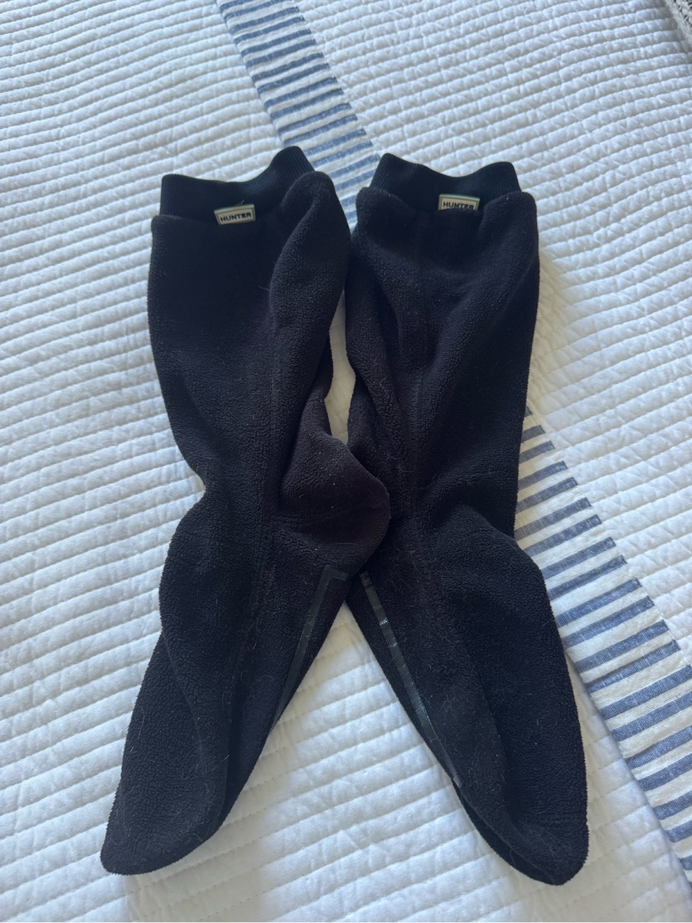 Hunter Black Crew Length Socks. No cuff.